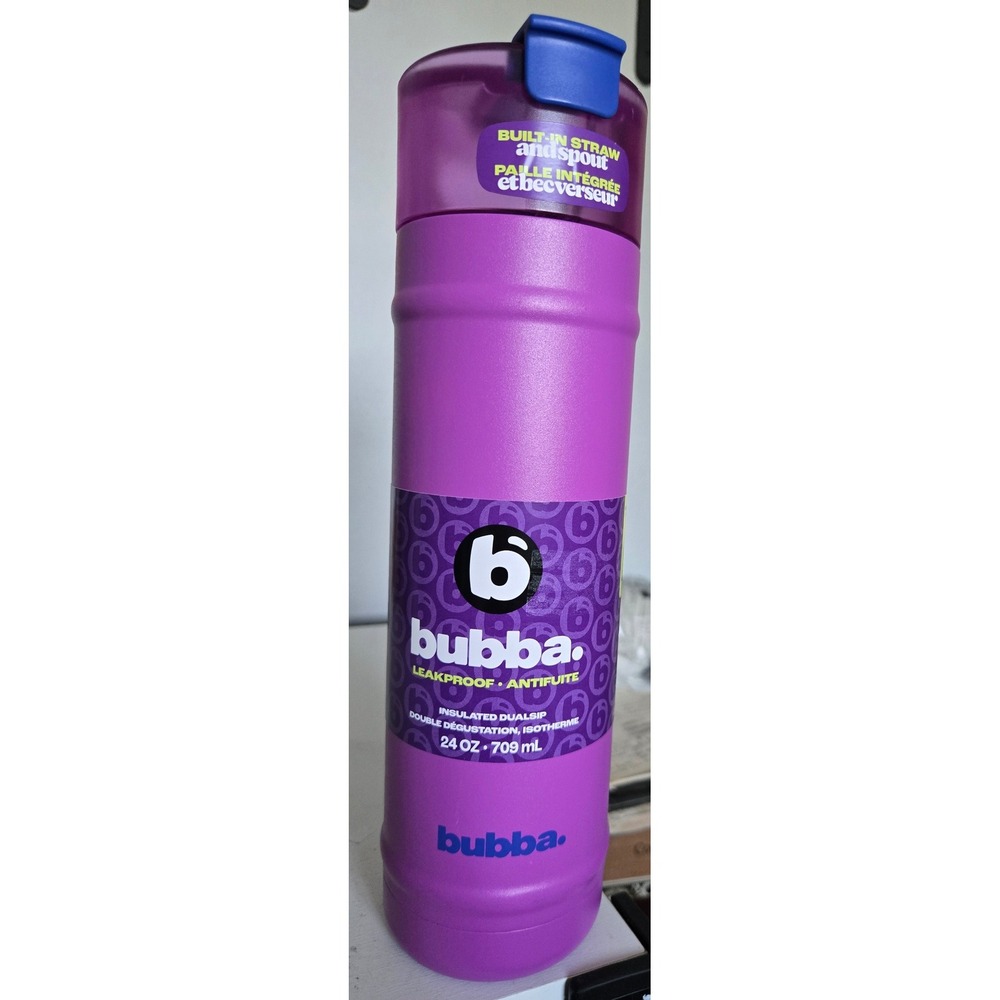 Bubba DualSip Moodbooster 24oz Insulated Stainless Steel Water Bottle Purple NEW